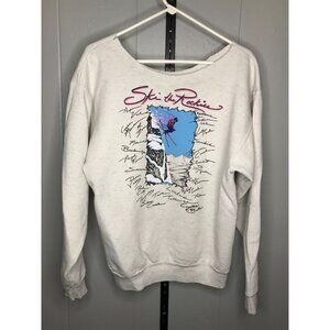 Vintage Vail Colorado Ski Resort Crewneck Sweatshirt Rocky Mountains White sz LG